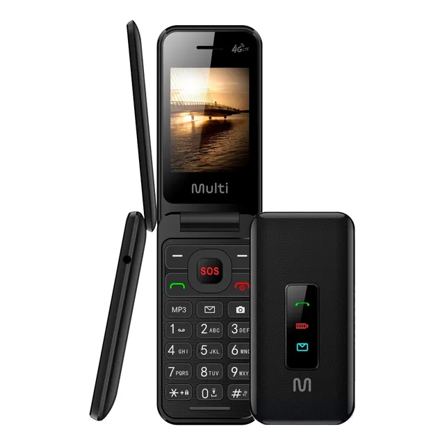 Celular Flip Vita 4g Preto Multi Dual Idoso Tecla Grande
