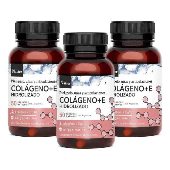 Pack X3 Natier Colágeno + Vitamina E Con Coenzima Q10 50 Cápsulas