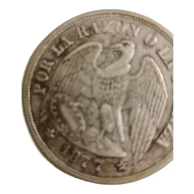 Moneda Chilé 1877 Pláta Péso