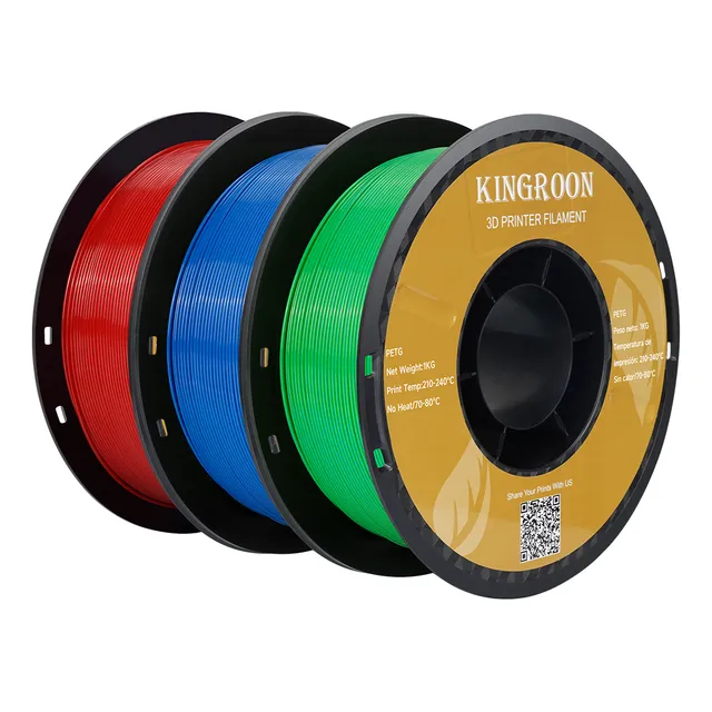3kg/lote Kingroon Petg Filamento Para Impresora 3d 1.75mm Color 1kg Red 1kg Blue And 1kg Green