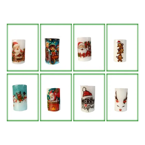 Velas Decoradas De Navidad Pack 8