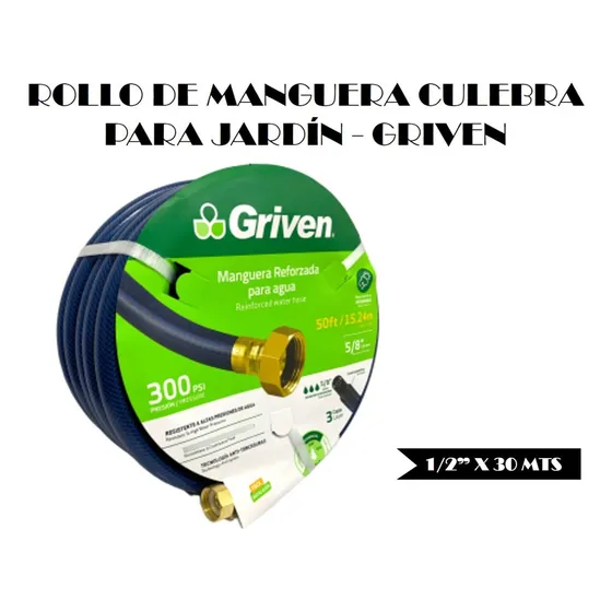 Rollo De Manguera Culebra P/jardín 1/2pul X 30mts - Griven