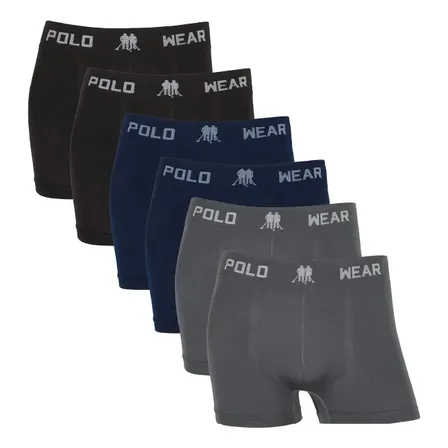Kit 6 Cuecas Boxer Sem Costura Polo Wear Microfibra