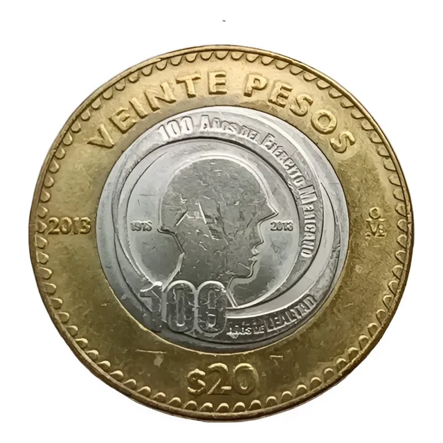Moneda 100 Aniversario Ejército Mexicano, 20 Pesos Año 2013