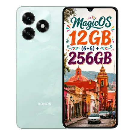 Celular Honor X5c Plus 256g 12(6+6)g Dual Sim Mediatek Helio G81 6.74 Pulgada Tft Lcd 90hz Display 5260 Mah Batería 50mp Camera Green