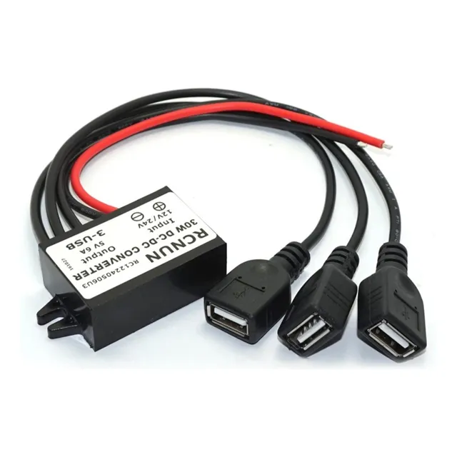 Convertidor Step Down 12v/24vdc A 5v 6a 30w Con 3 Usb 2 Pzas