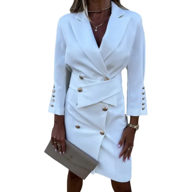 Vestido Slim Blazer Vestidos De Escritório Com Cinto Com Bot