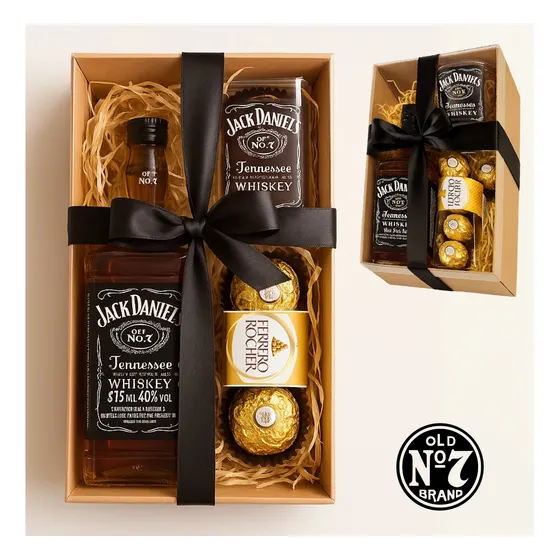 Kit Whisky Jack Daniel's 375ml + Copo + 3 Bombons Ferrero