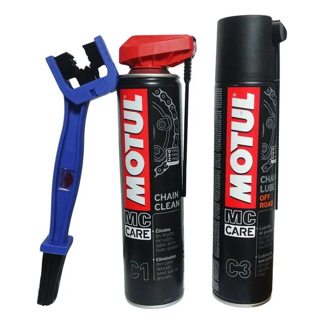 Kit Lubricante+desengrasante+cepillo Para Cadena Motul