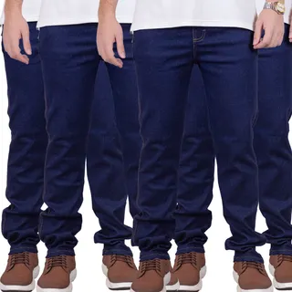 Kit Com 4 Calças Jeans Masculina Reforçada Elastano Lycra Kit Com 4 Calças Jeans Masculina Reforçada Elastano Lycra