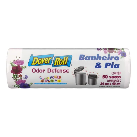 Saco De Lixo Banheiro E Pia Odor Defense Flower Power 50 Unidades 10l Dover Roll