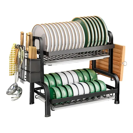 Secador Escurridor De Loza Platos 2 Niveles Acero Inoxidable