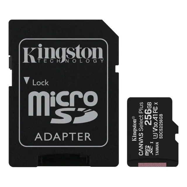 Tarjeta de memoria Kingston SDXC/256GB Canvas Select Plus con adaptador SD 256GB