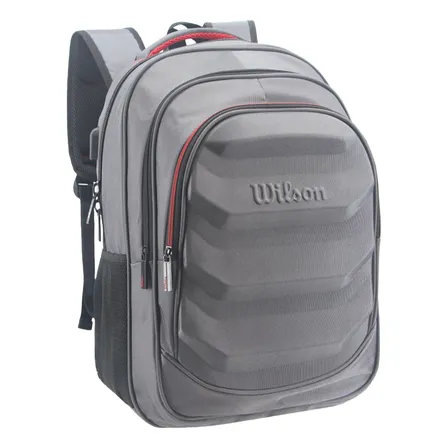 Mochila Porta Notebook Wilson Reforzada Usb Urbana Ejecutiva Deportes Gym 65.11116 Color Gris