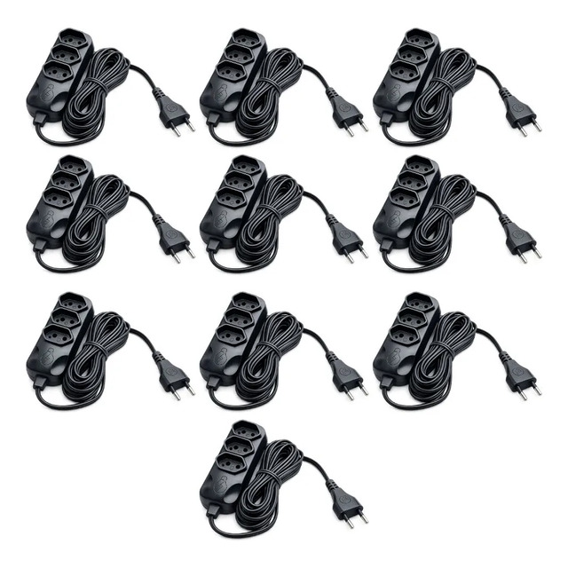Kit 10 Extensões Elétricas 3m 3 Tomadas Atacado Nbr Kit 10 Extensões Elétricas 3m 3 Tomadas Atacado Nbr