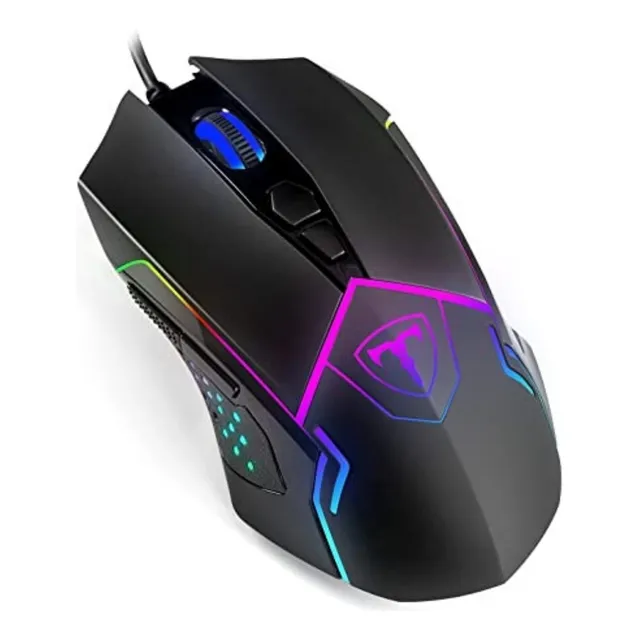TERPORT S709 Mouse Gamer RGB, 7 Botones Programables, 1KHz Tasa de Sondeo, 7200 DPI Ajustable, 1ms de Latencia, Compatible con PC/Laptop/PS5/Xbox, Ratón Para Juegos