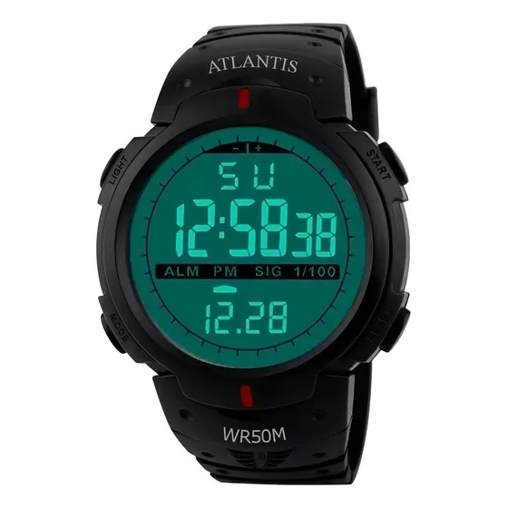 Relógio de pulso digital Atlantis G7330 com corria de borracha cor preto
