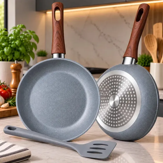 Frigideira Antiaderente Cerâmica de 24cm com Espátula De Silicone para Indução e Fogão a Gás Elétric