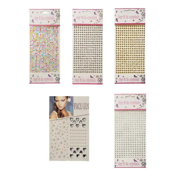 Brillos Adhesivos Pack X 5 - Rostro - Stickers Strass 