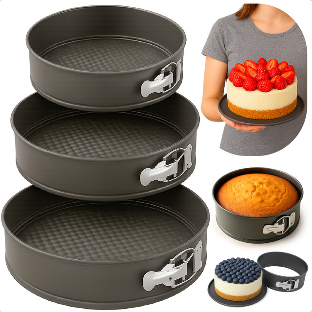 Kit 3 Formas Para Bolo Torta C/ Fundo Removível Antiaderente Redonda Marca Ecomixshop Kit 3 Formas Para Bolo Torta C/ Fundo Removível Antiaderente Redonda Marca Ecomixshop