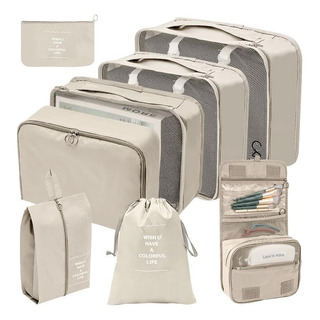8pcs Bolsas Organizadoras Raga De Maletas Para Viaje, Impermeable Color Beige 8pcs Bolsas Organizadoras Raga De Maletas Para Viaje, Impermeable Color Beige
