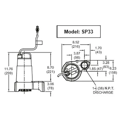Barne Modelo Bomba Sumidero Sumergible Hierro Fundido Hp Gph