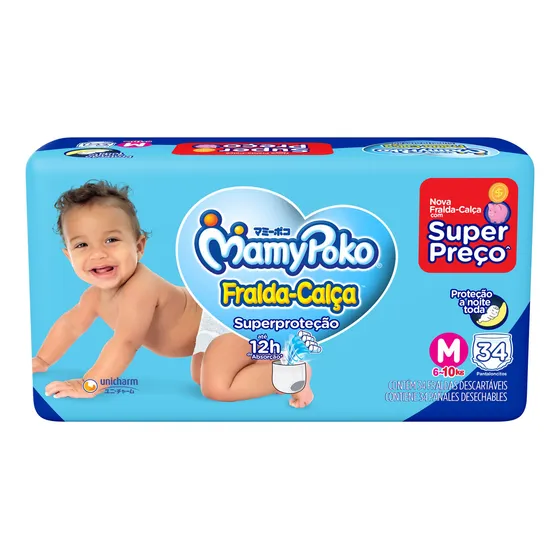 Fralda Calça Mamy Poko Superproteção Jumbo M 34 Unidades