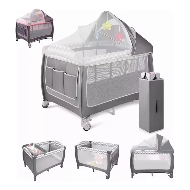 Cuna Corral Bebe Colecho Plegable Con Mosquitero Y Ruedas