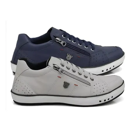 Kit 2 Pares Sapatenis Casual Sapato Com Zíper Elástico
