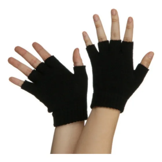 Guante Lana Dedo Cortado Negro Blanco Gris Beige Unisex