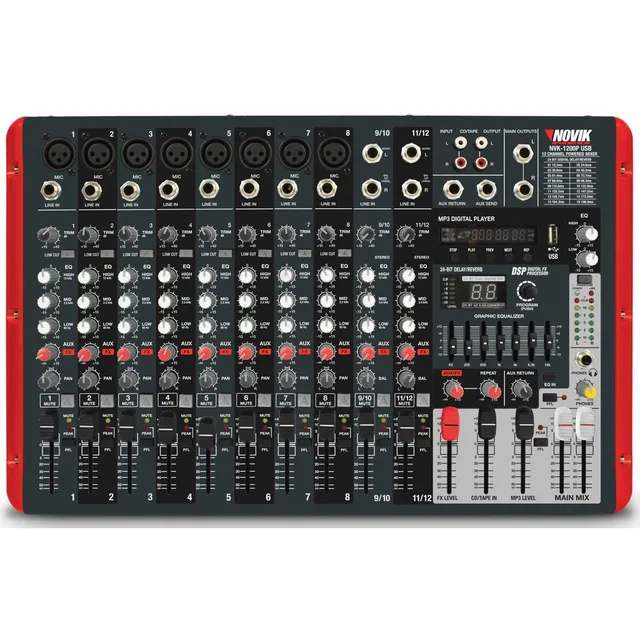Consola Amplificada 1200w De 12 Canales Con Efectos