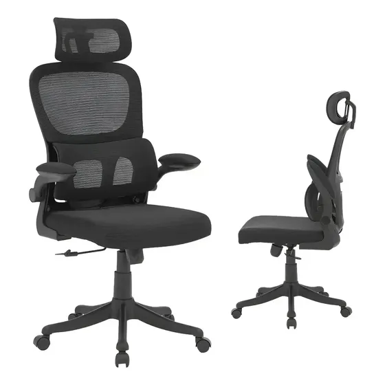 Cadeira Executiva para Escritório e Home Office, Preta, Mesh, Giratória, Apoio Lombar e Altura Ajustável HighLoad