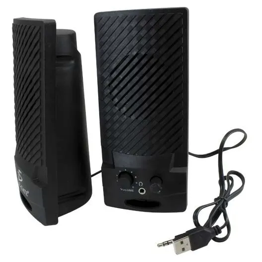 Par Bocinas Escritorio PC entrada 3.5mm USB Ele-gate Bc.87 Negra 127v Controles Volumen