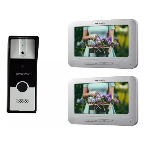 Video Portero Hikvision 2 Monitores - Electrocom - Color Blanco