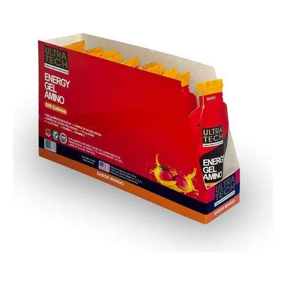 Energy Gel Amino Ultra Tech 32 Gr Energia Bcaa Caja X 12unid Sabor Mango