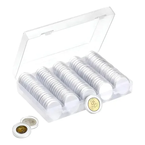 100 Cápsulas De Monedas De 30 Mm Con Caja De Almacenamiento | Organizador Transparente A Prueba De Polvo Para Coleccionistas | Regalo Ideal Para Numismáticos
