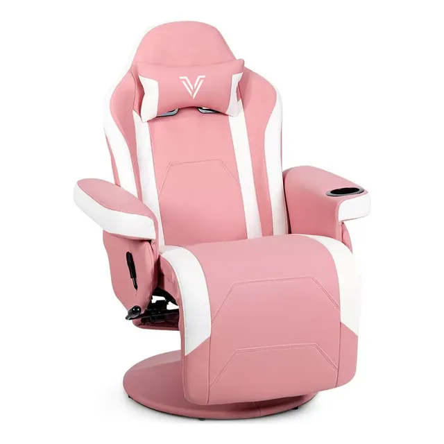Sillon Gamer Reposet Reclinable Con Masajeador Influencer Color Rosa Material Del Tapizado Vinipiel