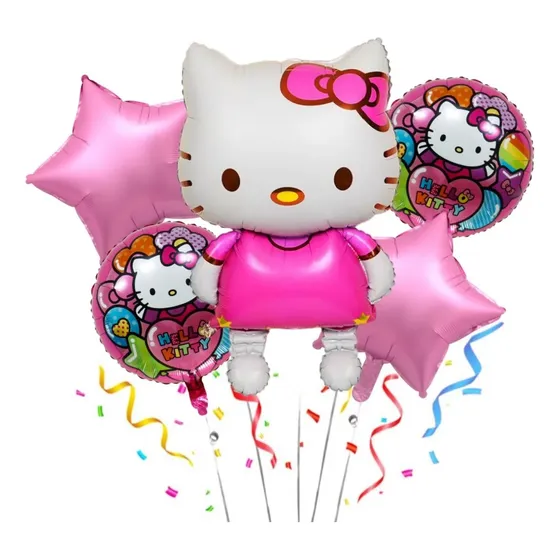 Hello Kitty Kit 5 Balão Bexiga Festa Aniversário