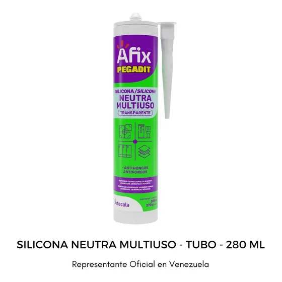 Silicona Afix Neutra Transparente - Multiusos - 280ml