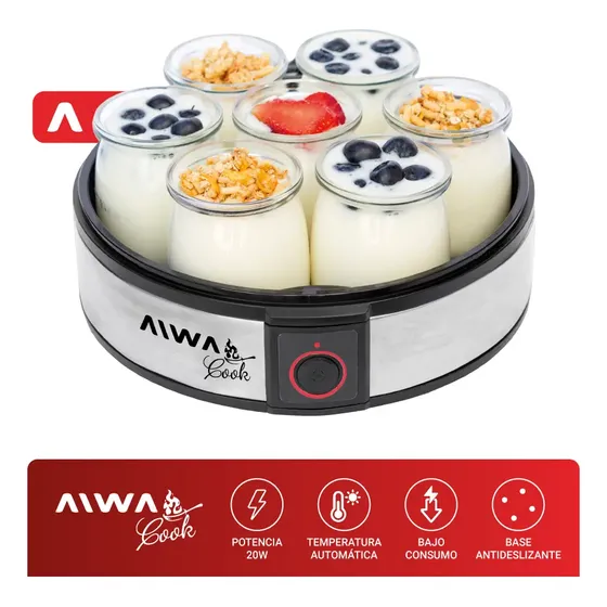 Yogurtera Aiwa Aw-yg715 1.2 Litros 7 Frascos Acero
