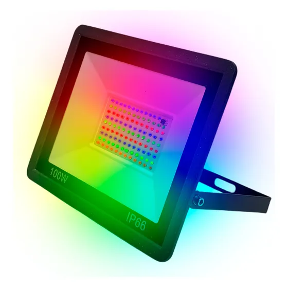 Reflector Led Rgb Gadnic Para Exterior Alta Potencia 90w Carcasa Negro