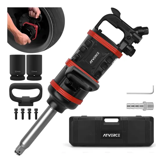 Llave De Impacto Neumática 6600Nm Atverce Caja e De Plástico Color Rojo 127V