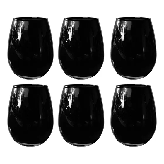 Juego De Vasos Negros Bombe Set X6 Unidades Vidrio Grueso 