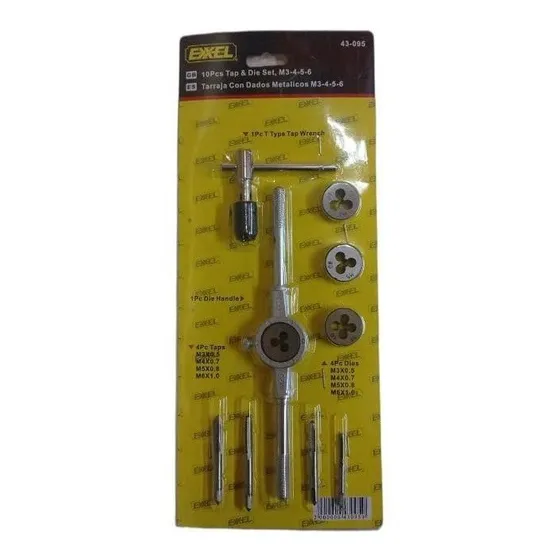 Juego Tarrajas Con Dados Metalicos Kit 10 Piezas Exxel