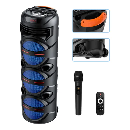 Bocina Karaoke Airamp Mc-8245 Portátil Bluetooth 30w 1 Micrófonos 8  Negro