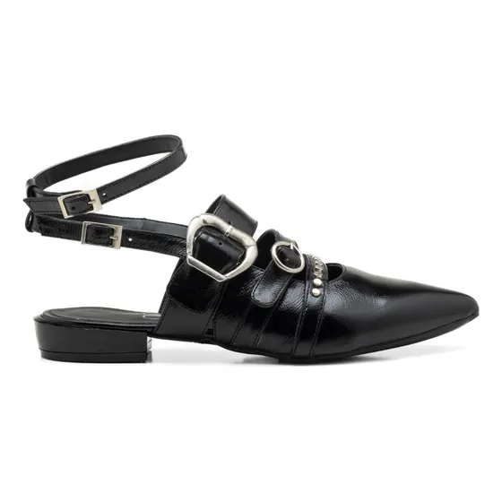 Chatita Mule De Cuero Negra By Valeria Mazza 1310 Mujer