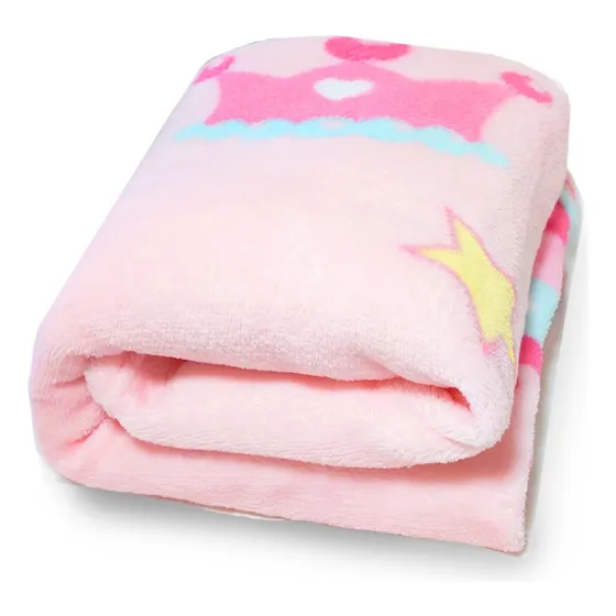Manta Cobertor Bebe Menina Antialérgico Passeio Cor Rosa Princesa Luxo