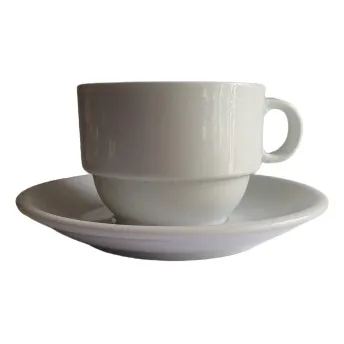 Taza De Porcelana Para Café Con Plato Grande 250ml/ 8.5 Oz