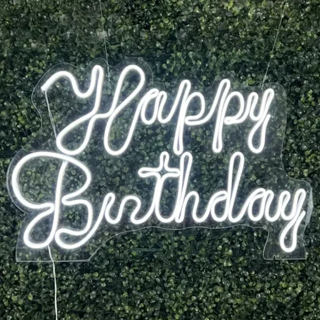 Happy Birthday Neon Led Festas Placa Letreiro Luminoso Branco-frio Bivolt