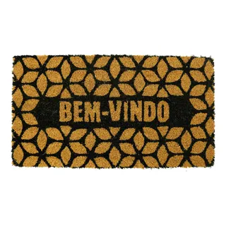 Capacho De Porta Fibra De Coco Geométrico Preto 60x33cm - Uzoo Capacho De Porta Fibra De Coco Geométrico Preto 60x33cm - Uzoo